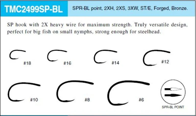 Tiemco TMC 2499SP-BLB - 100pc Black Dry Fly & Nymph Hooks 4 Tiemco TMC 2499SP-BLB - 100pc Black Dry Fly & Nymph Hooks - Afbeelding 2